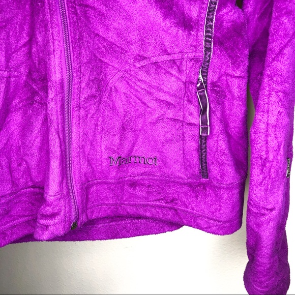 Marmot Fuzzy Zip Up Hoodie Purple Sz XS - Picture 5 of 8